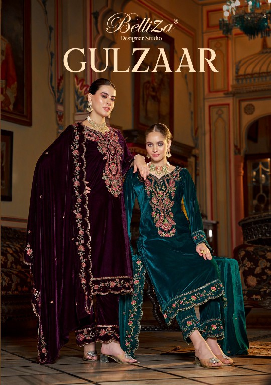 Belliza Gulzaar Wholesale Pure Velvet With Embroidery Winter Dress Material