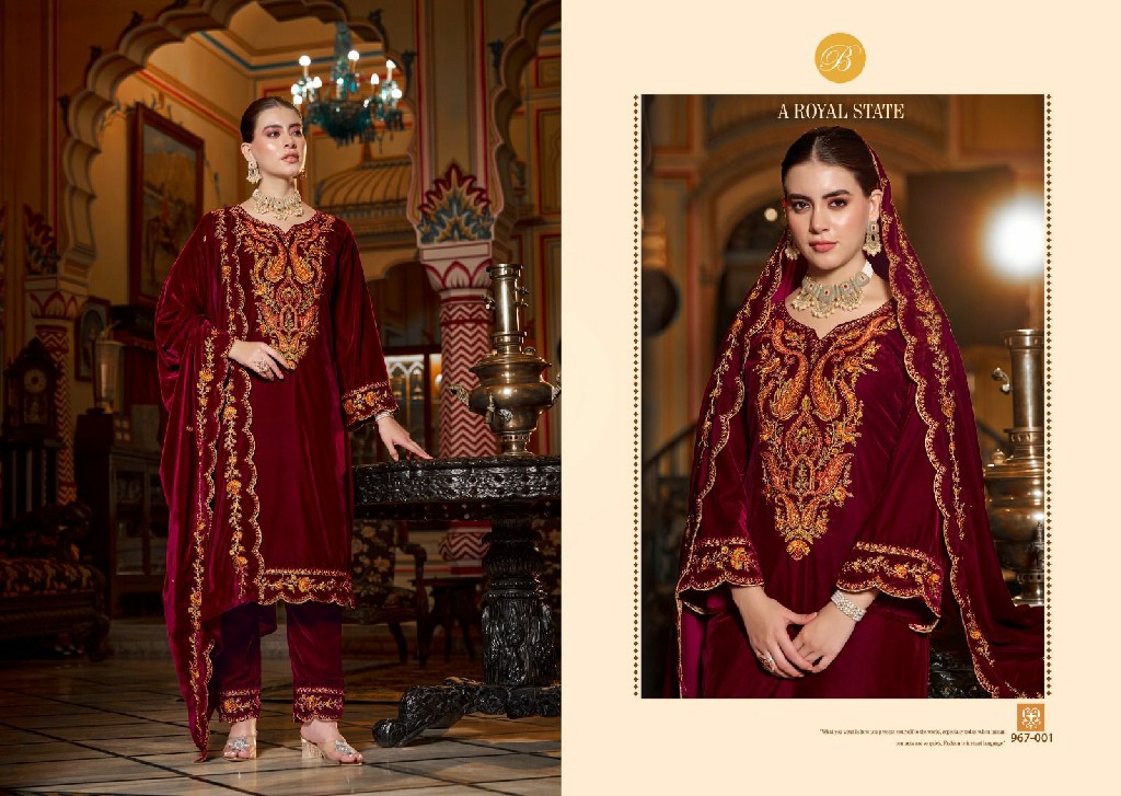 Belliza Gulzaar Wholesale Pure Velvet With Embroidery Winter Dress Material