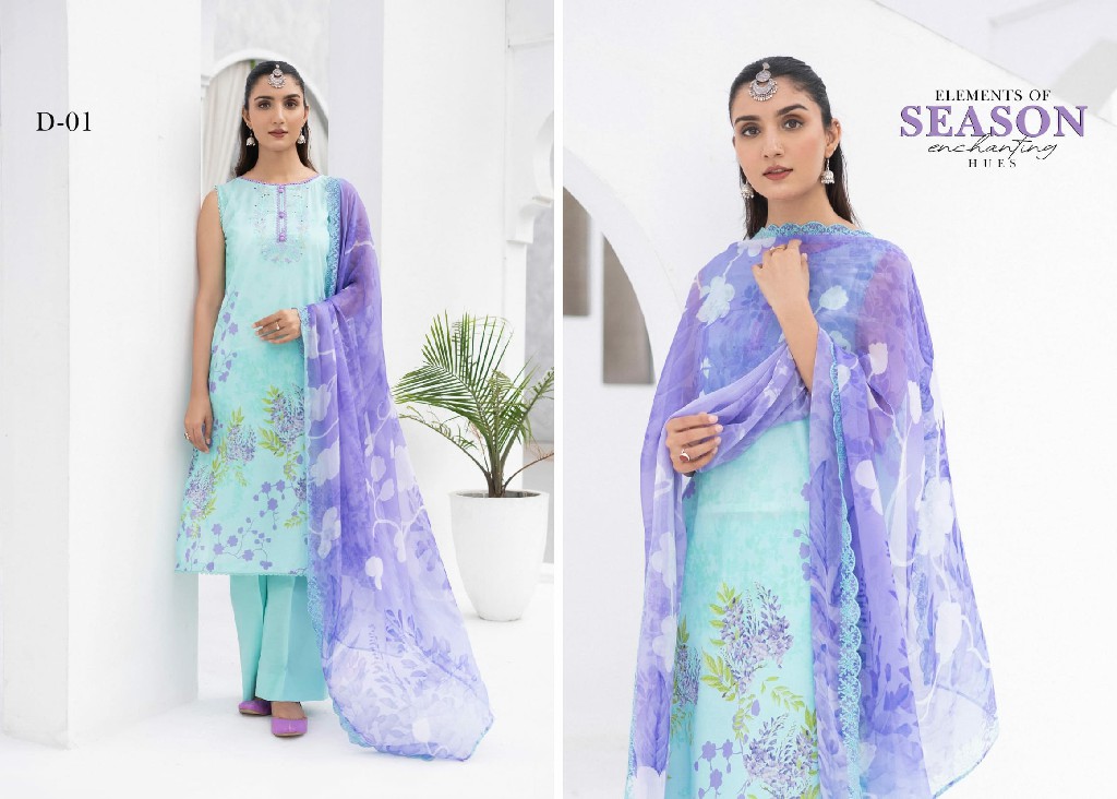 Gulljee Gul Moh Vol-1 3 Piece Unstitched Lawn Summer Edition Pakistani Suits
