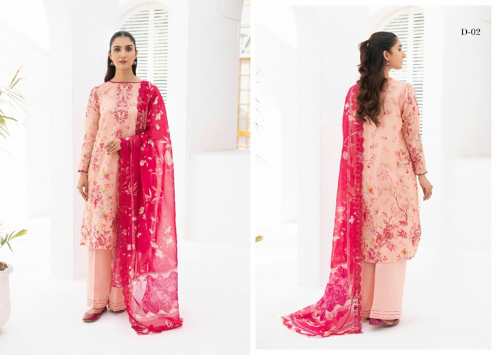 Gulljee Gul Moh Vol-1 3 Piece Unstitched Lawn Summer Edition Pakistani Suits