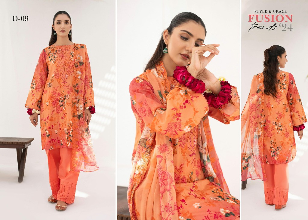 Gulljee Gul Moh Vol-1 3 Piece Unstitched Lawn Summer Edition Pakistani Suits