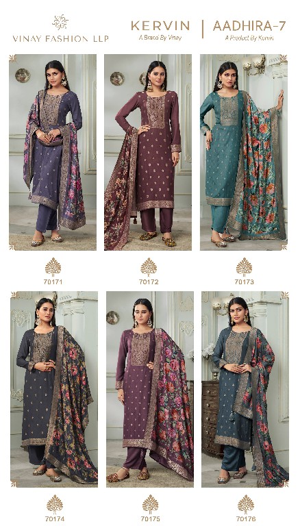 Vinay Kervin Aadhira Vol-7 Wholesale Viscose Pashmina Jacquard Winter Salwar Suits