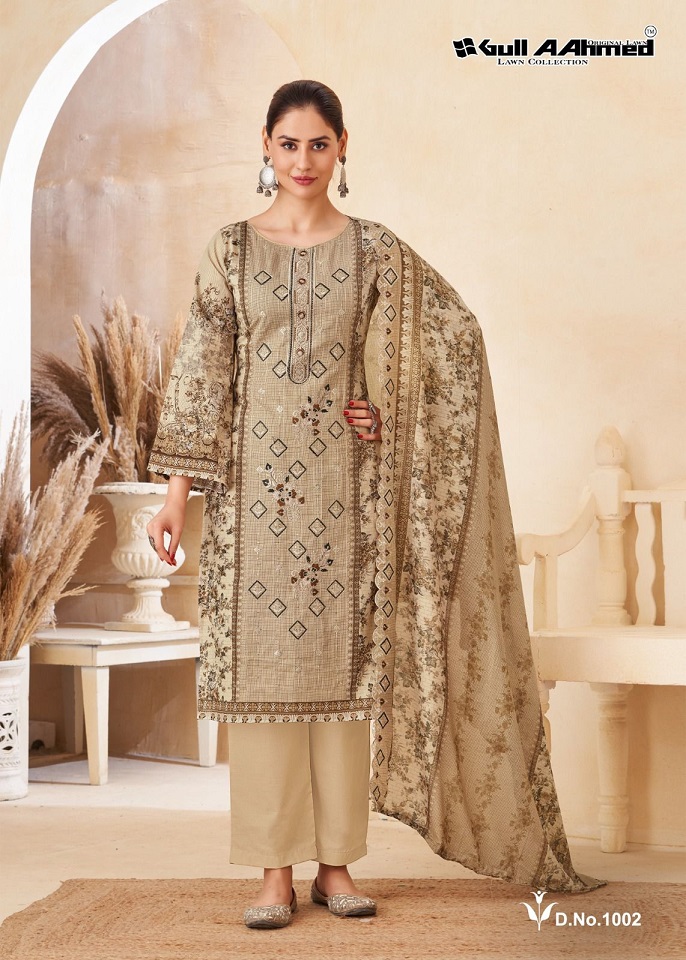 Gull Aahmed Alsaba Wholesale Pure Cotton With Embroidery Work Dress Material