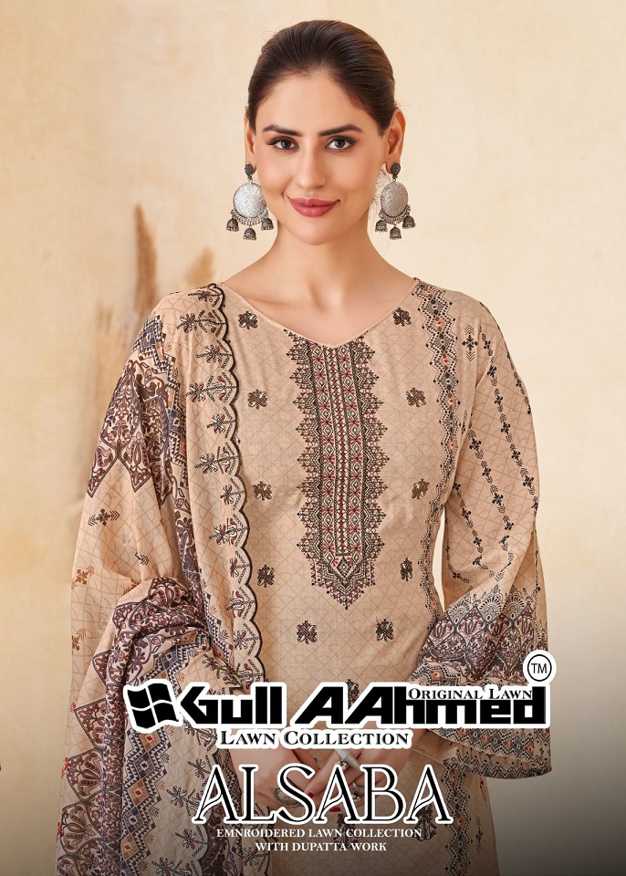 Gull Aahmed Alsaba Wholesale Pure Cotton With Embroidery Work Dress Material