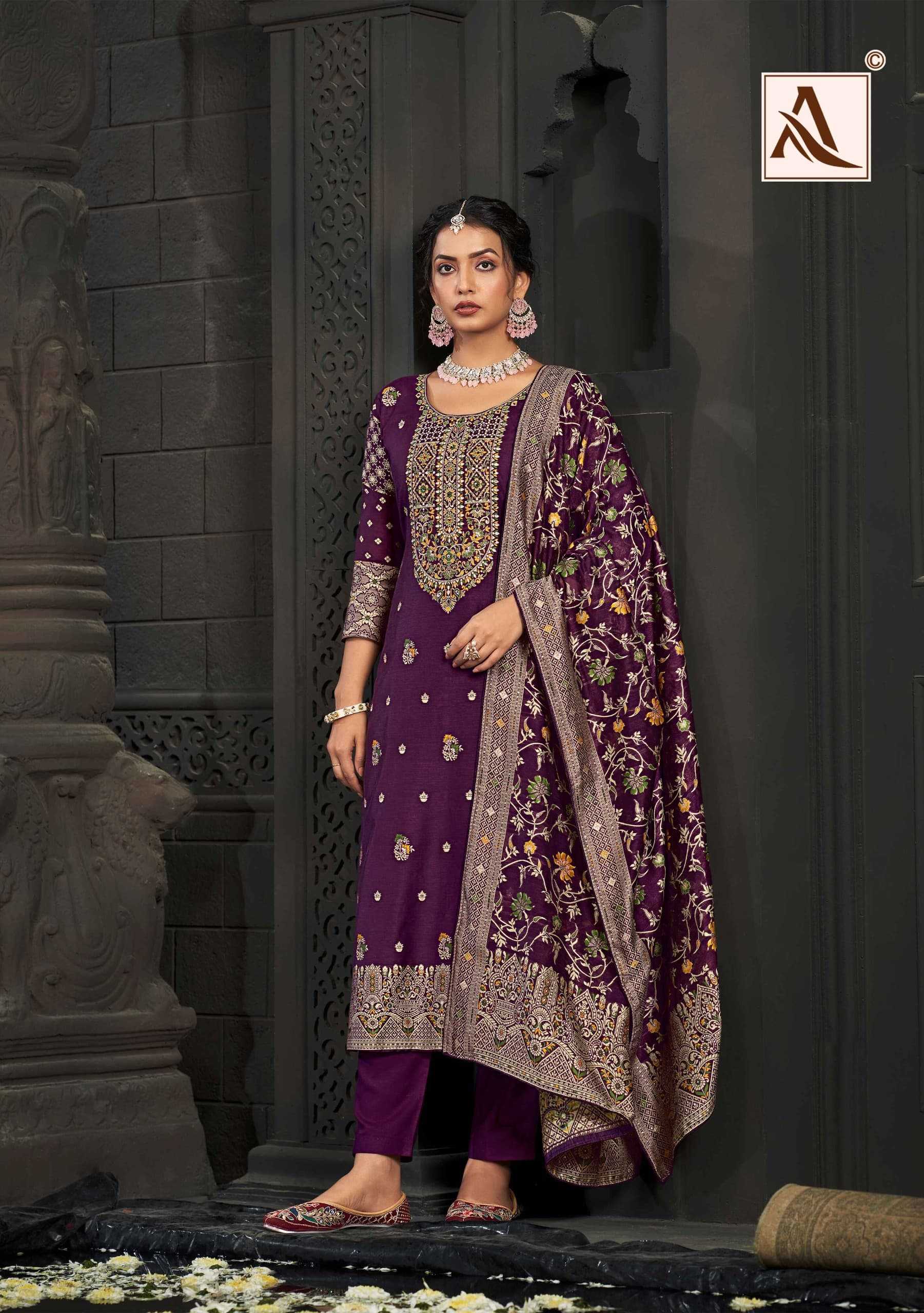 alok suits bloom touch beautiful jacquard pakistani suits