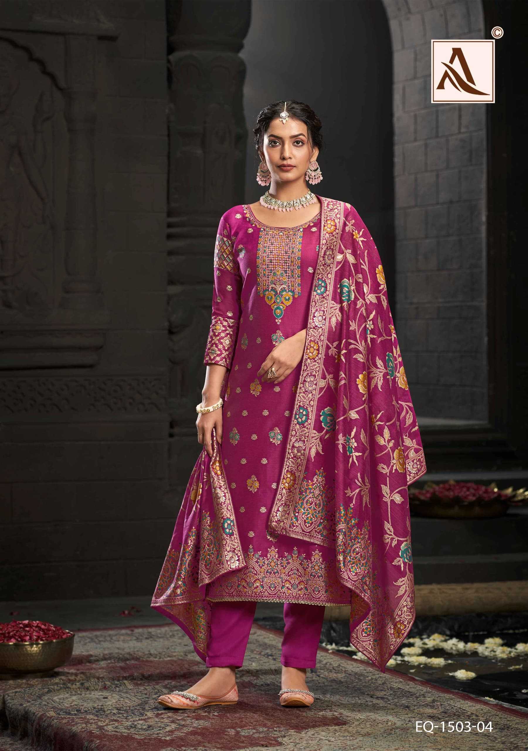 alok suits bloom touch beautiful jacquard pakistani suits