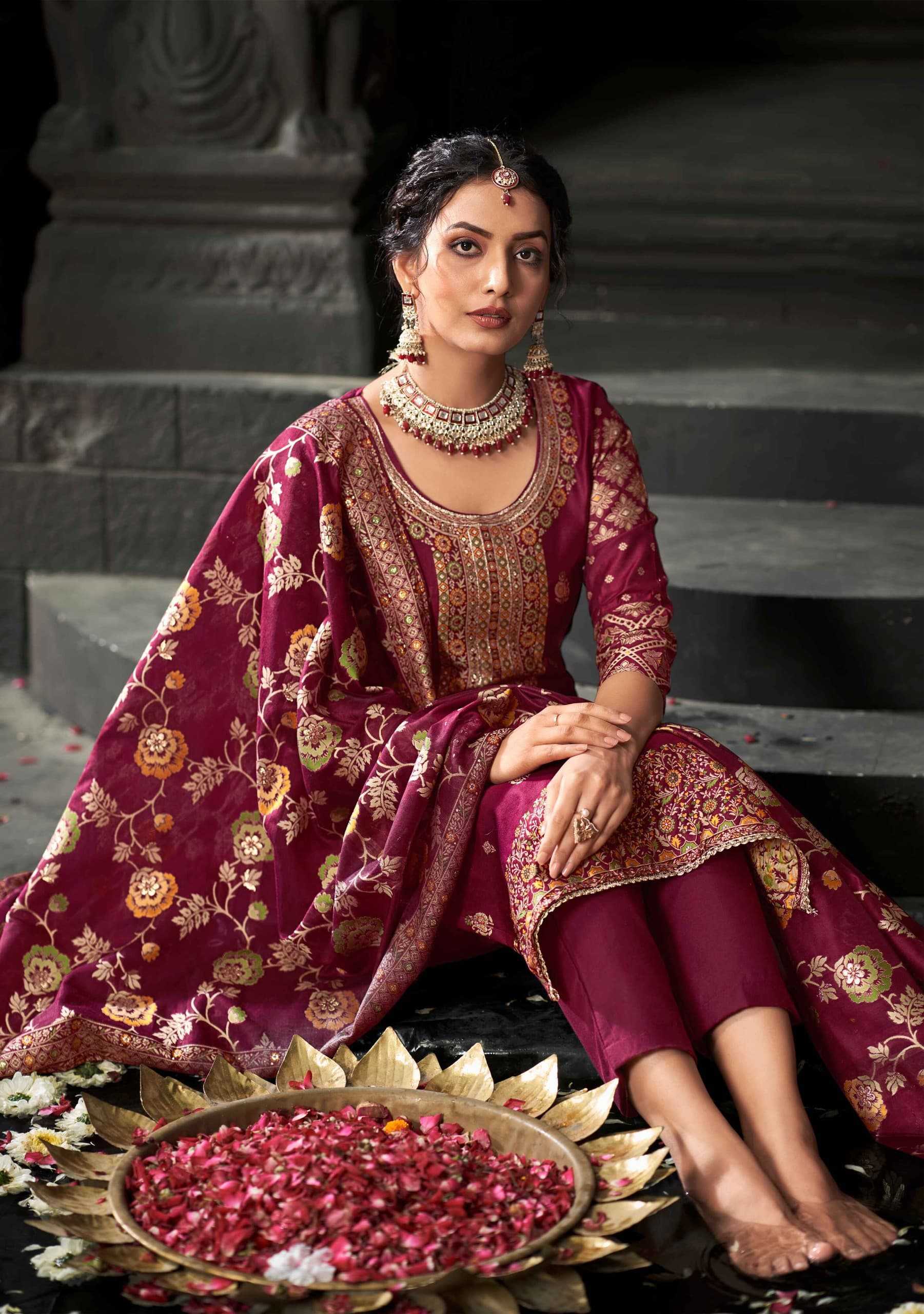 alok suits bloom touch beautiful jacquard pakistani suits