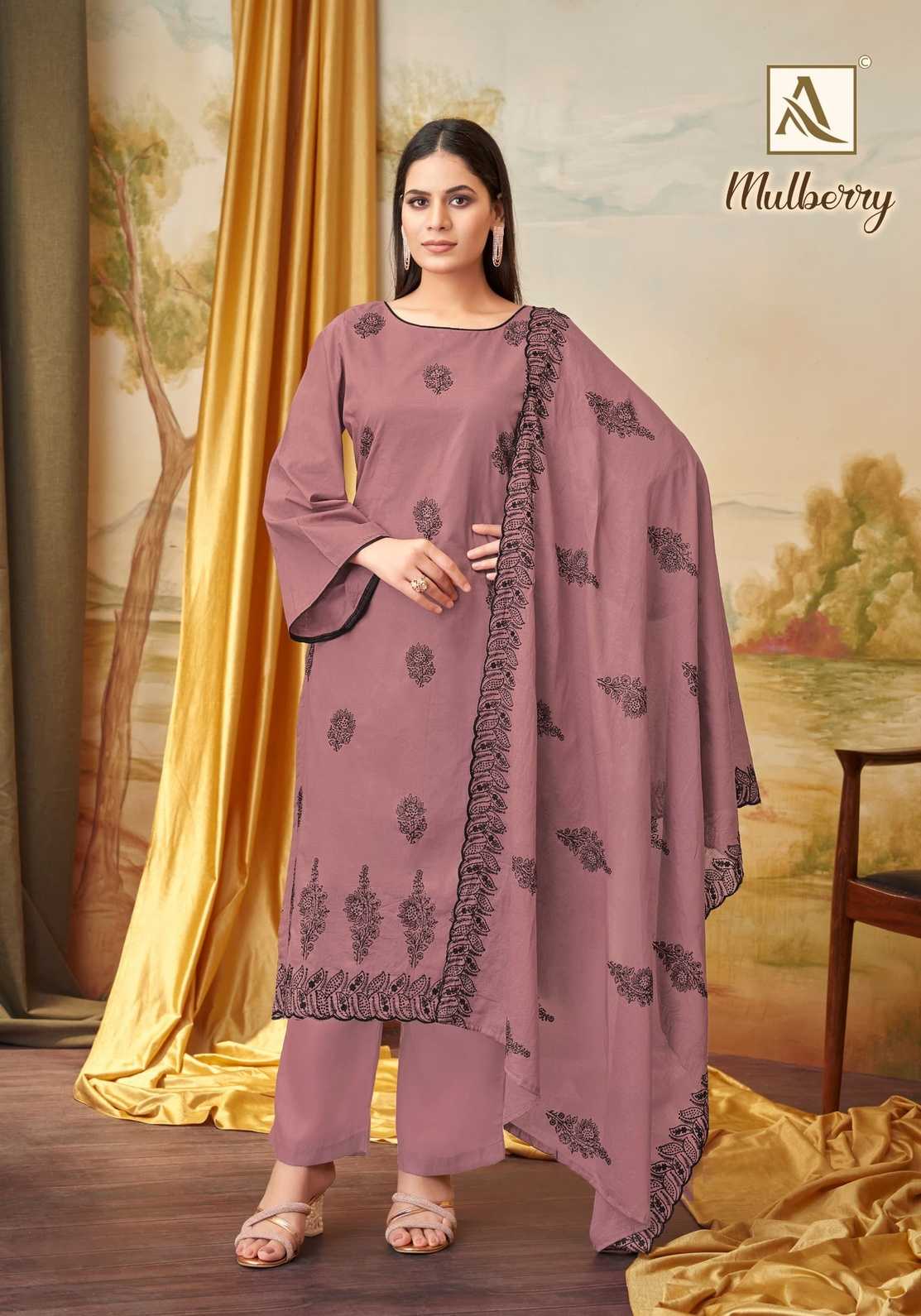 alok suits mulberry pakistani cambric cotton suits