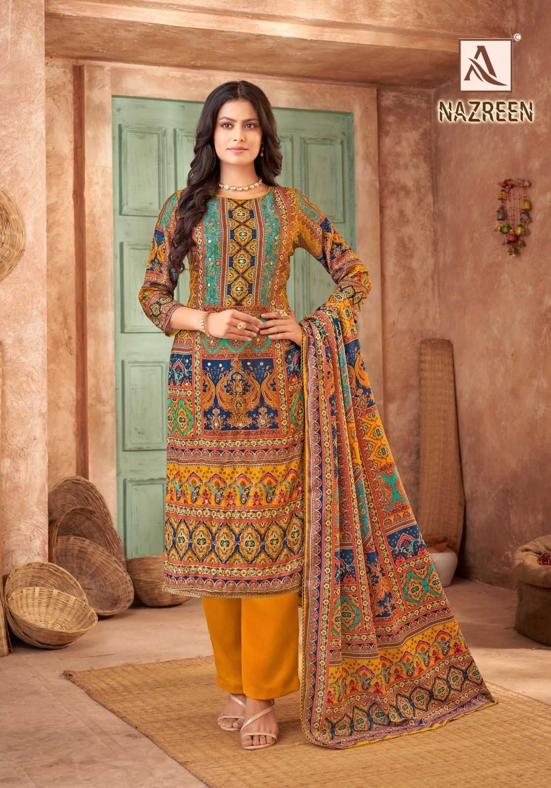 nazreen by alok suits viscose pashmina ladies suits