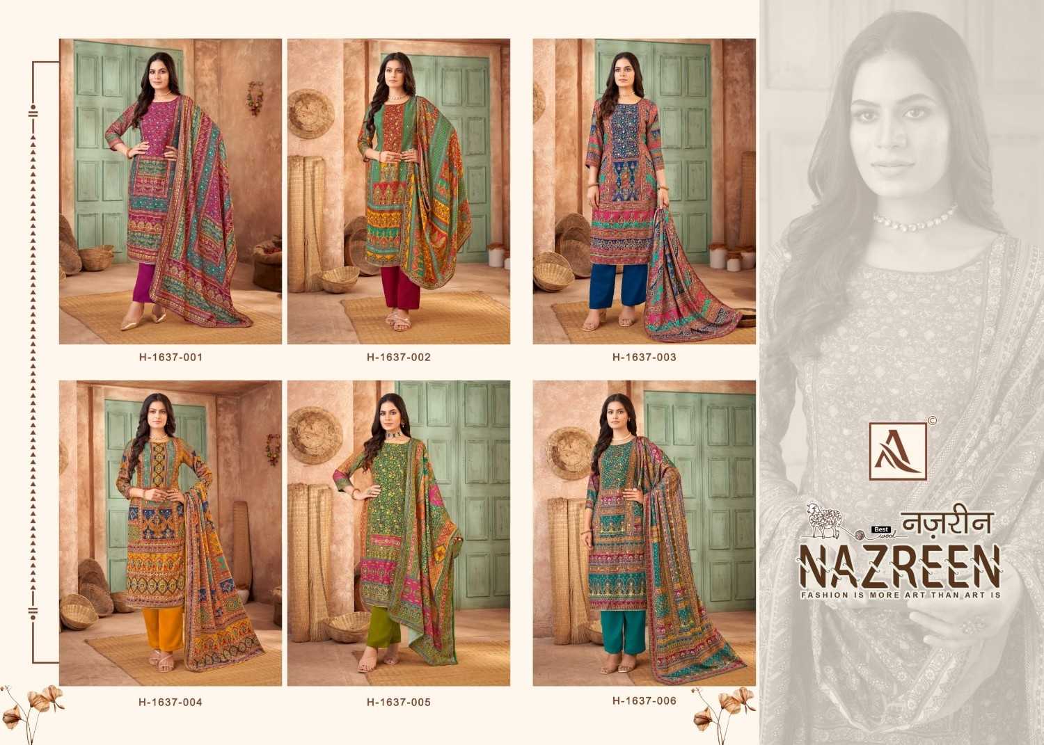 nazreen by alok suits viscose pashmina ladies suits