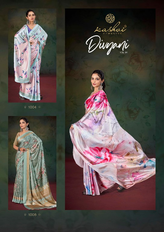 divyani vol 4 by kashvi creation 1001-1008 satin print saree