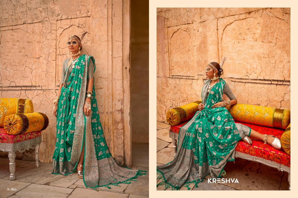 Kreshva Alaknanda Wholesale Twp Georgette With Weaving Butta Border Party Wear Sarees