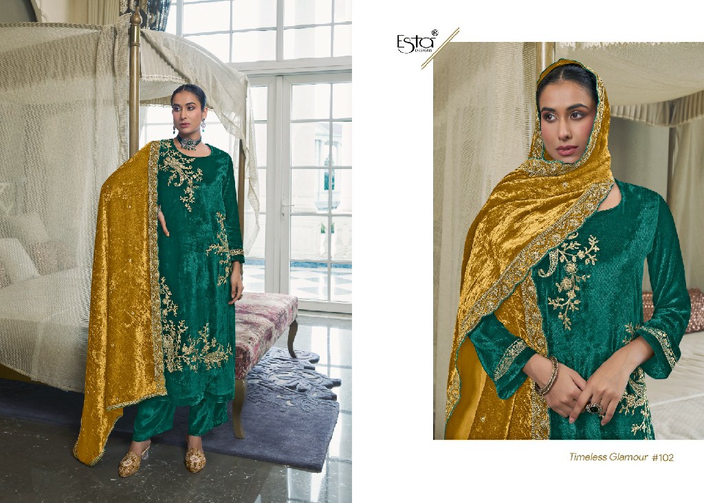 Esta Meher Wholesale Pure Silk Velvet With Fancy Cord Embroidery Work Winter Suits