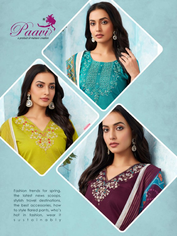 Paavis Kayal Wholesale Heavy Vertical Kurtis With Bottom And Dupatta