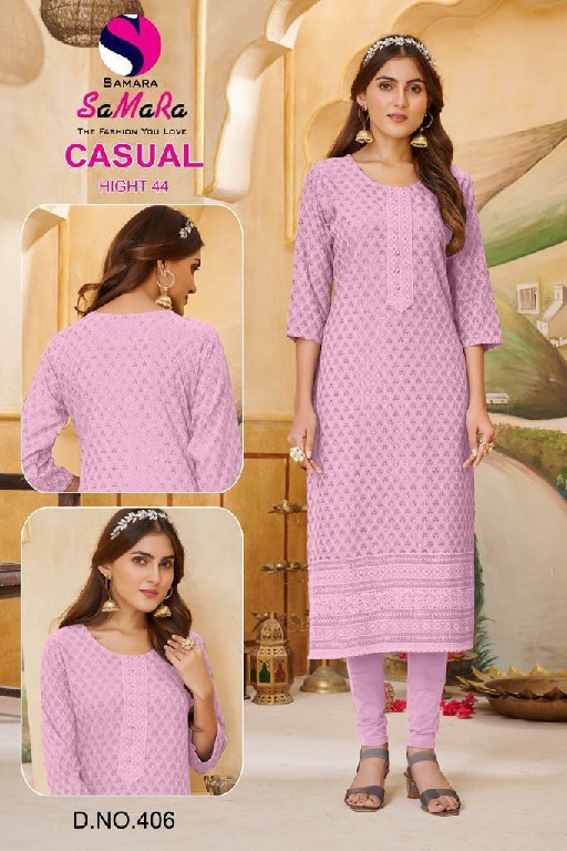 Samara Casual Wholesale Top Reyon With Schiffli Work Long Kurtis Combo