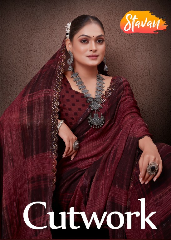 Stavan Cutwork Wholesale Sequence Cutwork In Moss Fabrics Sarees