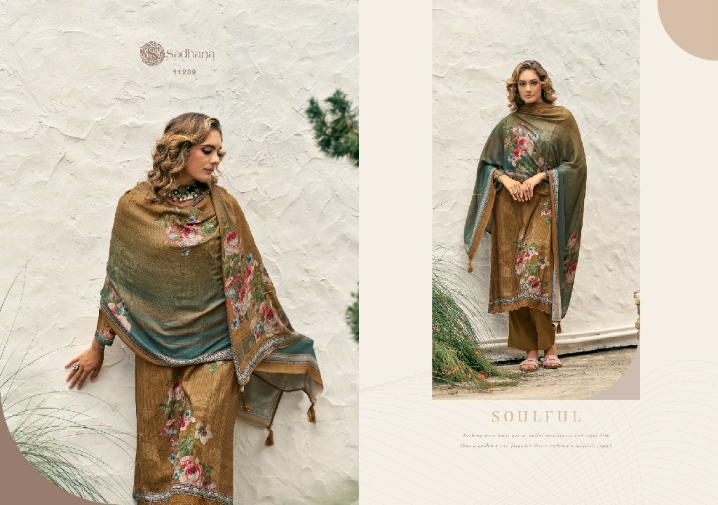 Sadhana Aloki Wholesale Viscose Pashmina With Fancy Work Winter Salwar Suits