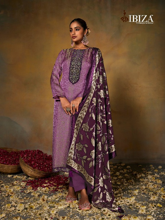 Ibiza Chitthi Wholesale Pure Morcco Silk Jacquard With Velvet Patch Salwar Suits