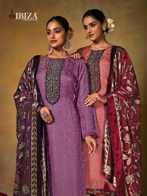 Ibiza Chitthi Wholesale Pure Morcco Silk Jacquard With Velvet Patch Salwar Suits