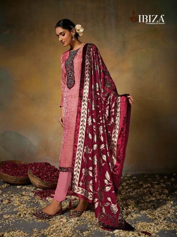 Ibiza Chitthi Wholesale Pure Morcco Silk Jacquard With Velvet Patch Salwar Suits