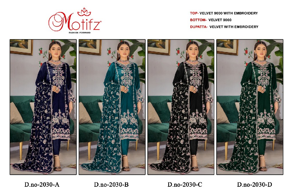 Motifz D.no 2030 Wholesale Velvet 9000 Pakistani Concept Salwar Suits