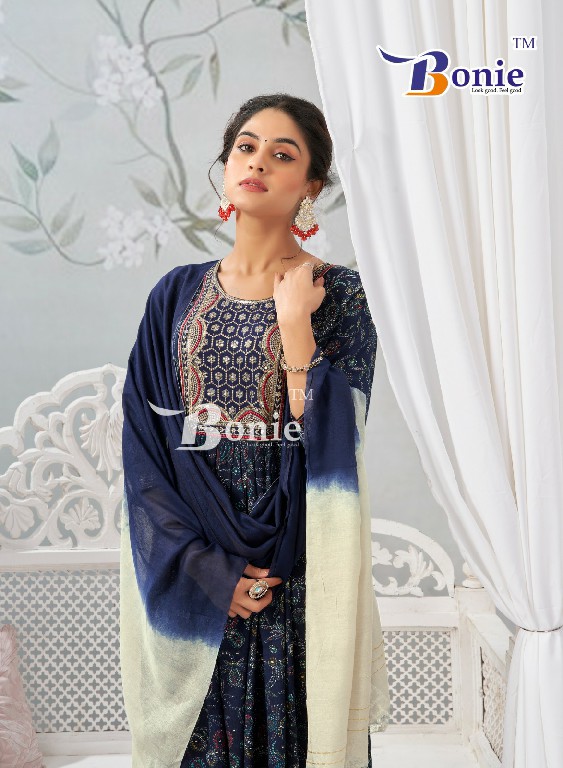 meghana vol 5 by bonie rayon print nayra cut readymade classic suit