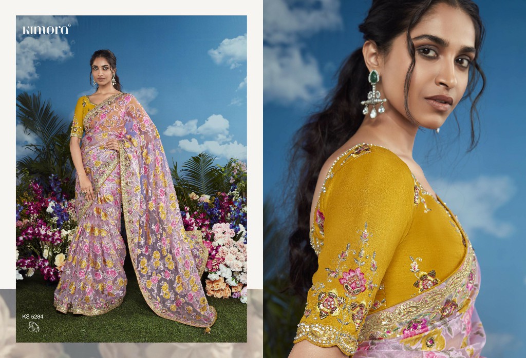 Kimora Premium Bagicha Wholesale Pure Brasso With Raw Silk With Work Designer Sarees