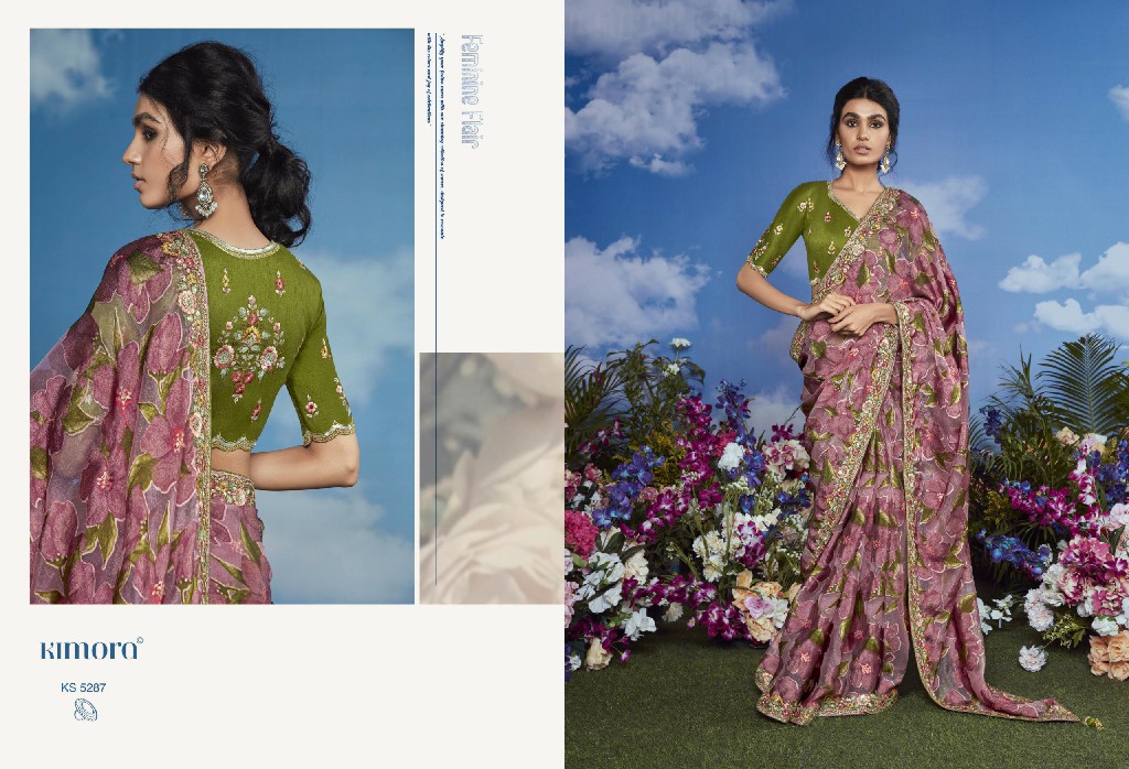 Kimora Premium Bagicha Wholesale Pure Brasso With Raw Silk With Work Designer Sarees