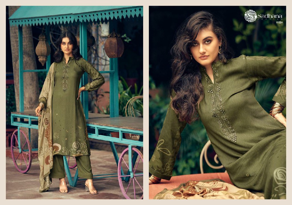Sadhana Swara Wholesale Viscose Pashmina With Fancy Work Winter Suits