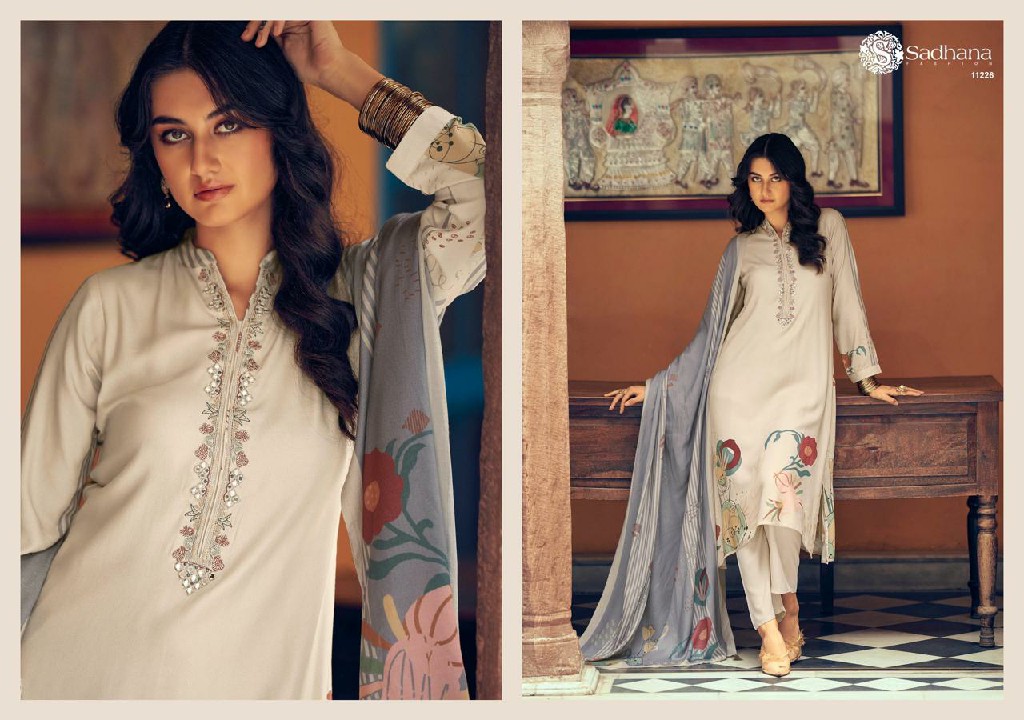 Sadhana Swara Wholesale Viscose Pashmina With Fancy Work Winter Suits