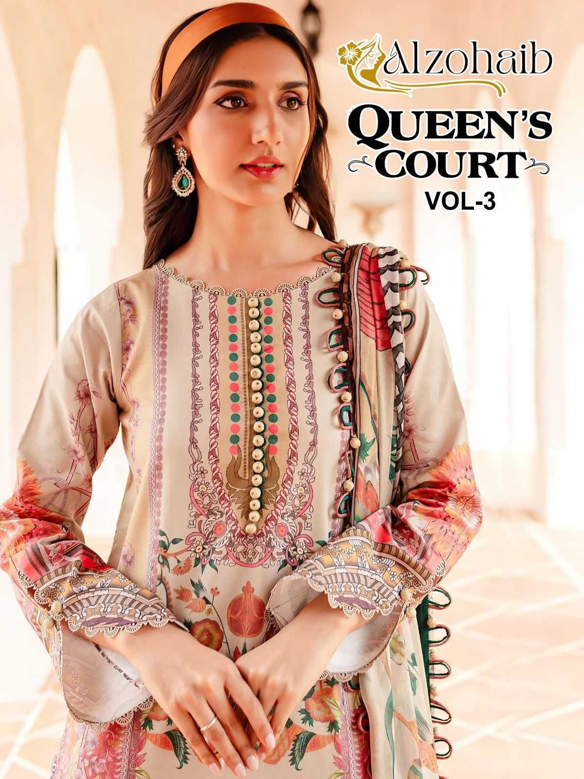 alzohaib queens court vol 3 cotton print pakistani suits