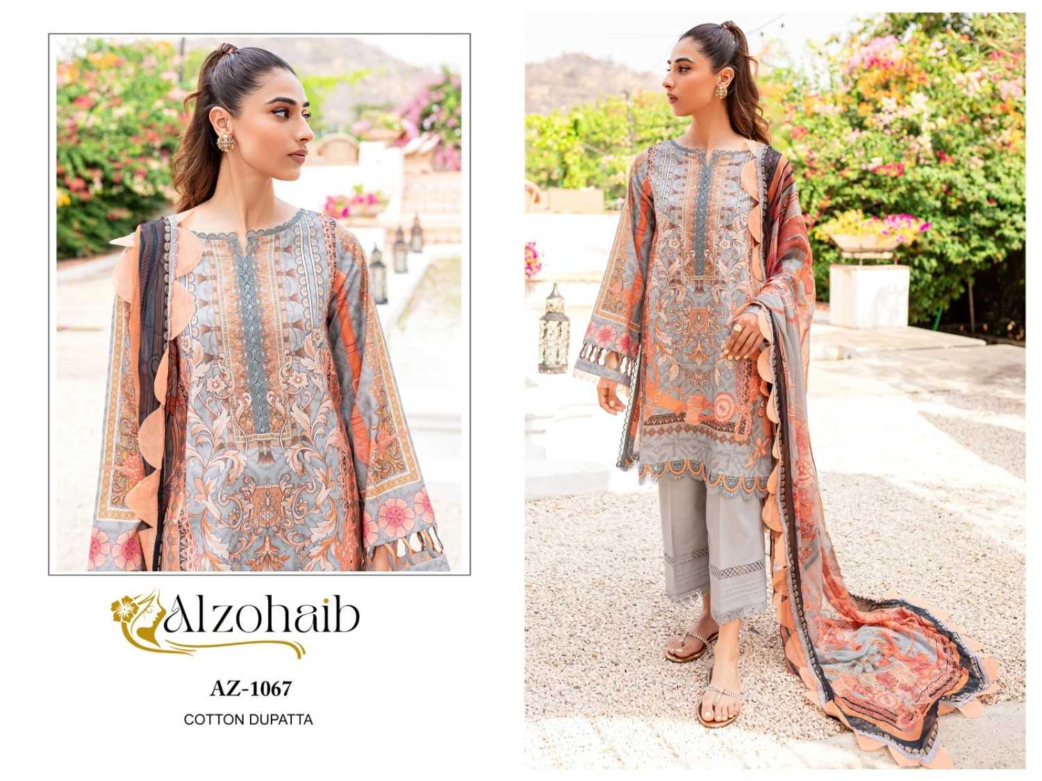 alzohaib queens court vol 3 cotton print pakistani suits