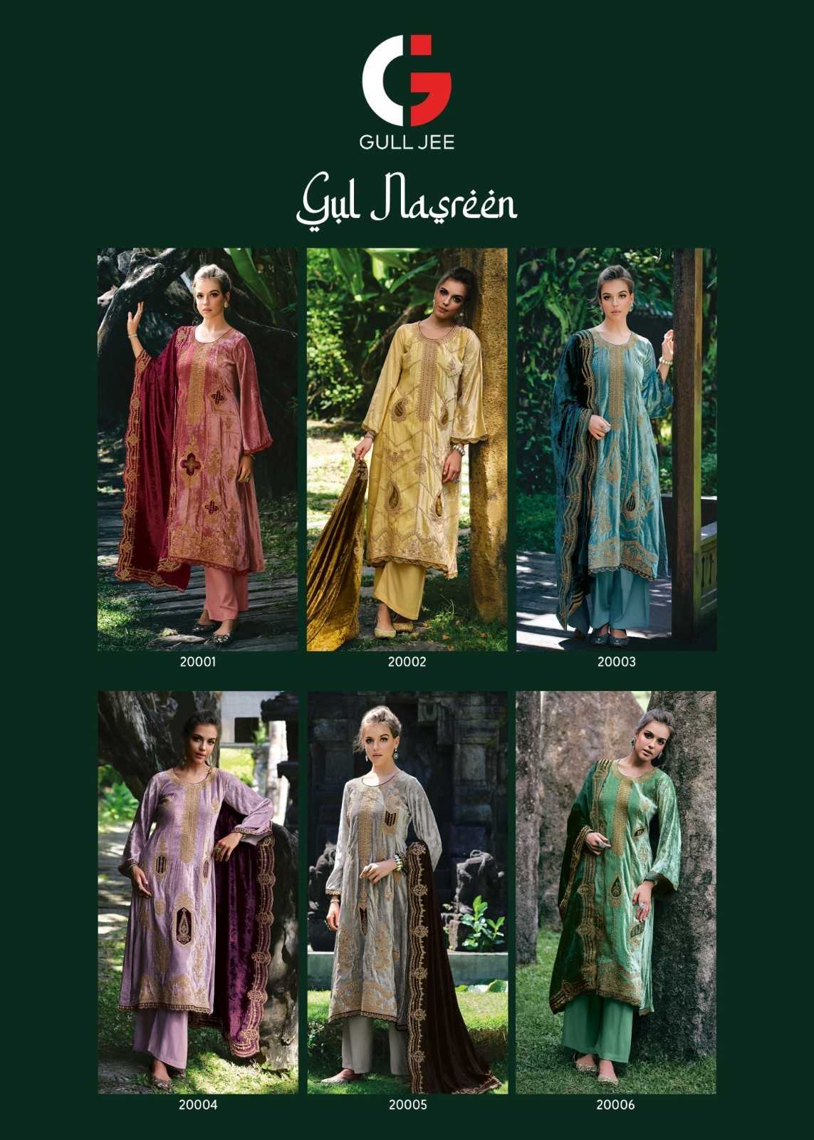 gull jee gul nasreen heavy embroidery velvet designer suits