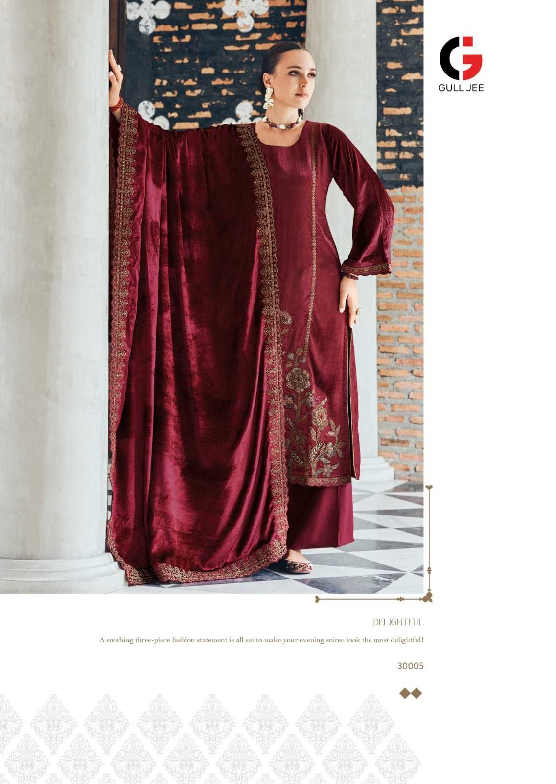 gull jee noor e fiza viscose velvet designer winter suits