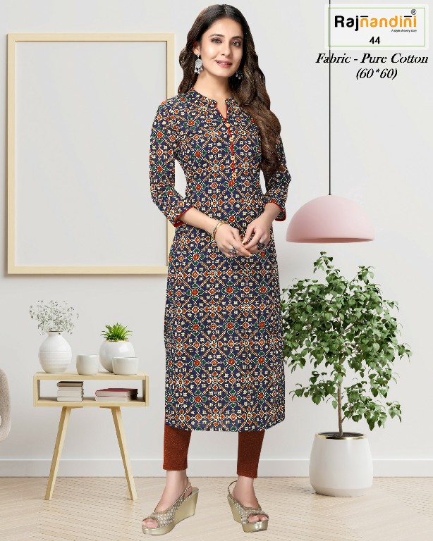 Rajnandini Aadhya Wholesale Pure Cotton Fabrics Long Kurtis