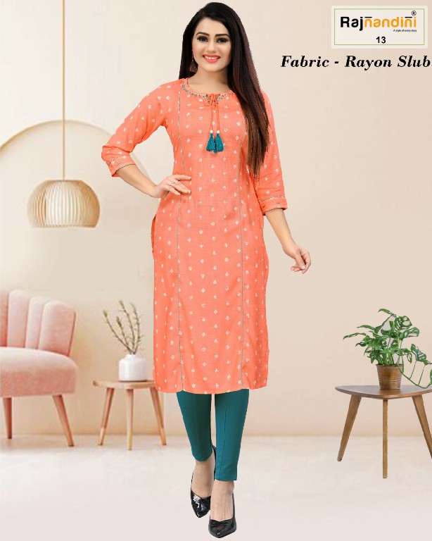 Rajnandini Aadhya Wholesale Pure Cotton Fabrics Long Kurtis