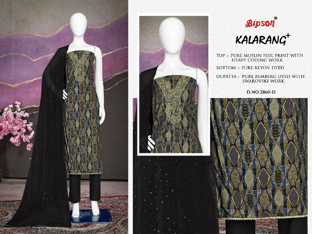 Bipson Kalarang 2860 Wholesale Pure Viscose Muslin With Coding Work Dress Material