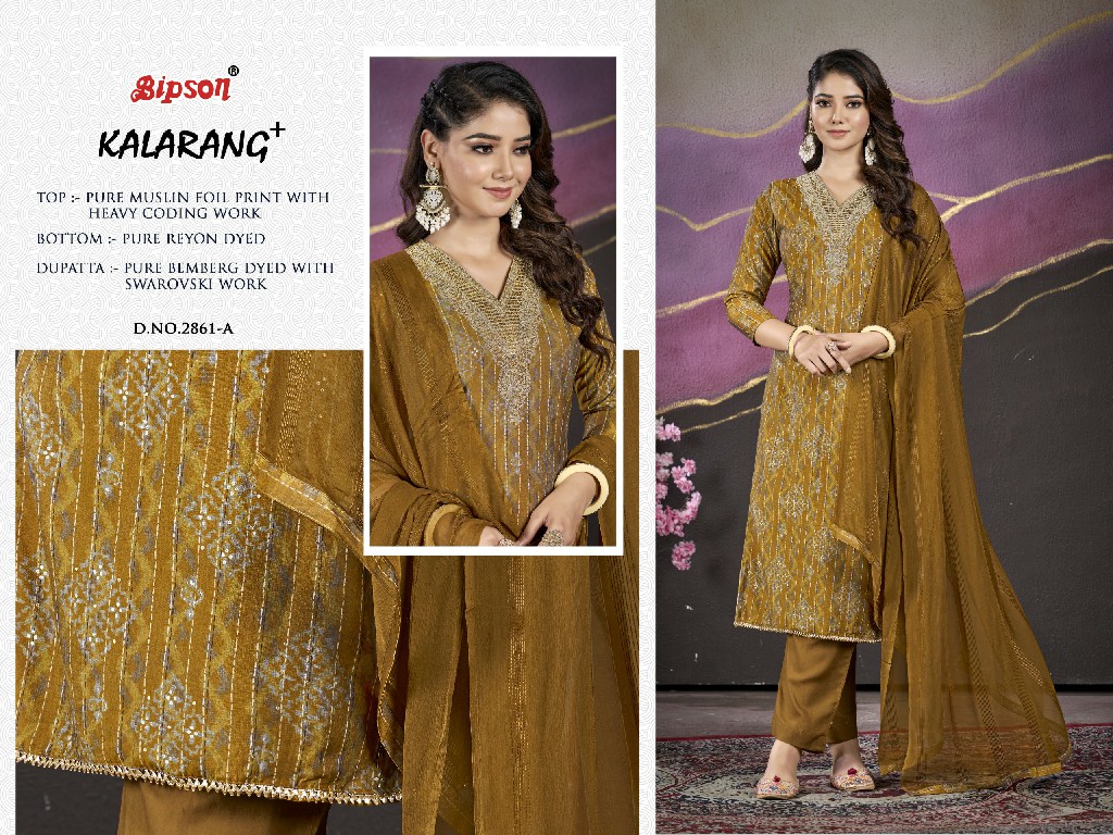 Bipson Kalarang 2861 Wholesale Pure Viscose Muslin With Coding Work Dress Material