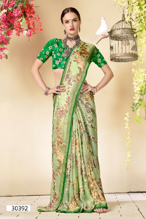 Vallabhi Shivya Wholesale Floral Print Georgette Fabrics Sarees