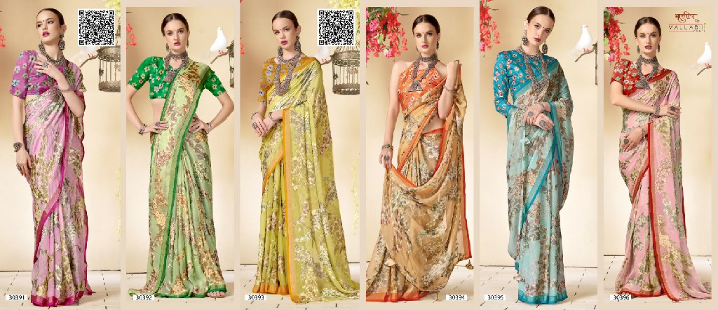 Vallabhi Shivya Wholesale Floral Print Georgette Fabrics Sarees