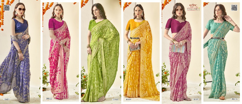 Vallabhi Agnira Wholesale Floral Print With Swaroski Work Sarees