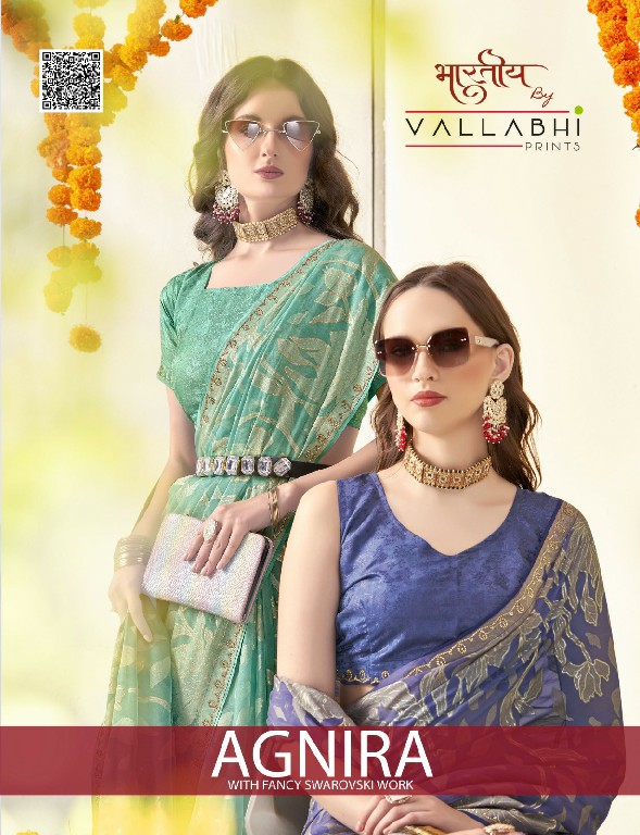 Vallabhi Agnira Wholesale Floral Print With Swaroski Work Sarees