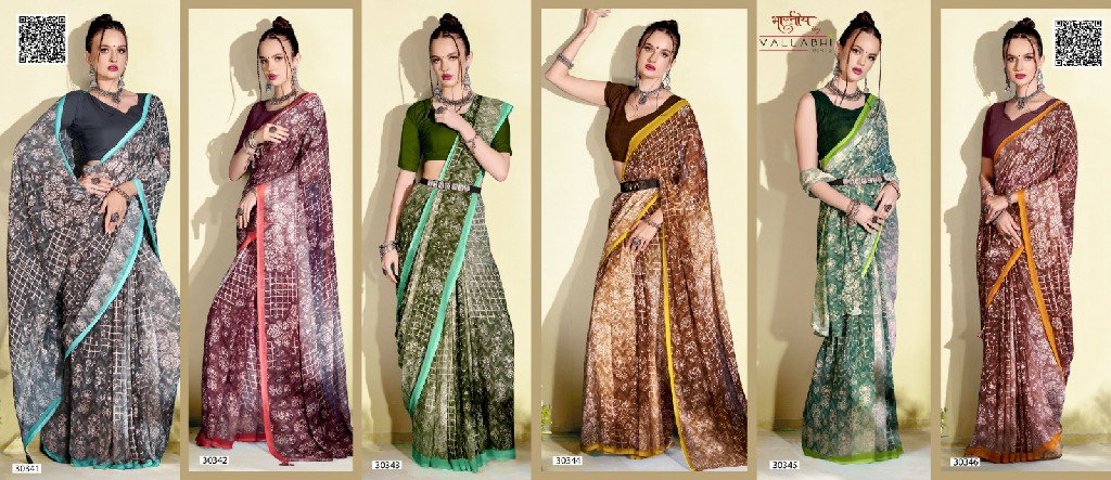 Vallabhi Viransha Wholesale Floral Print Georgette Fabrics Sarees