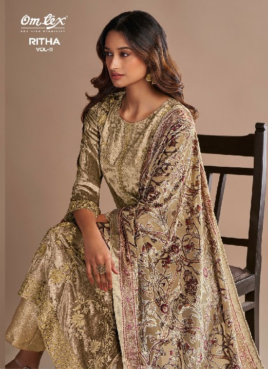 Omtex Ritha Vol-11 Wholesale Pure Viscose Velvet With Embroidery Winter Suits