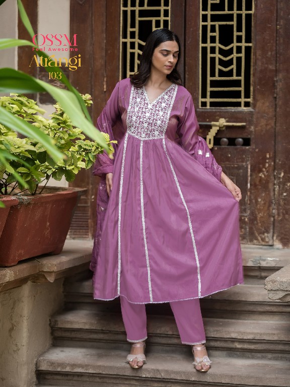 OSSM Atrangi Wholesale Viscose Roman Simmer Kurtis With Pant And Dupatta