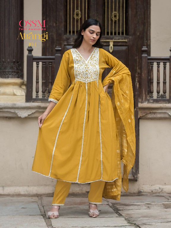 OSSM Atrangi Wholesale Viscose Roman Simmer Kurtis With Pant And Dupatta