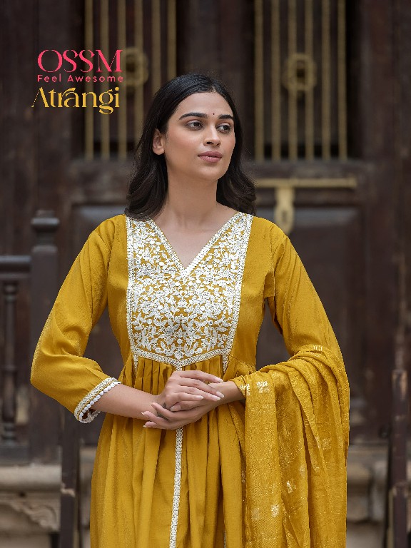 OSSM Atrangi Wholesale Viscose Roman Simmer Kurtis With Pant And Dupatta