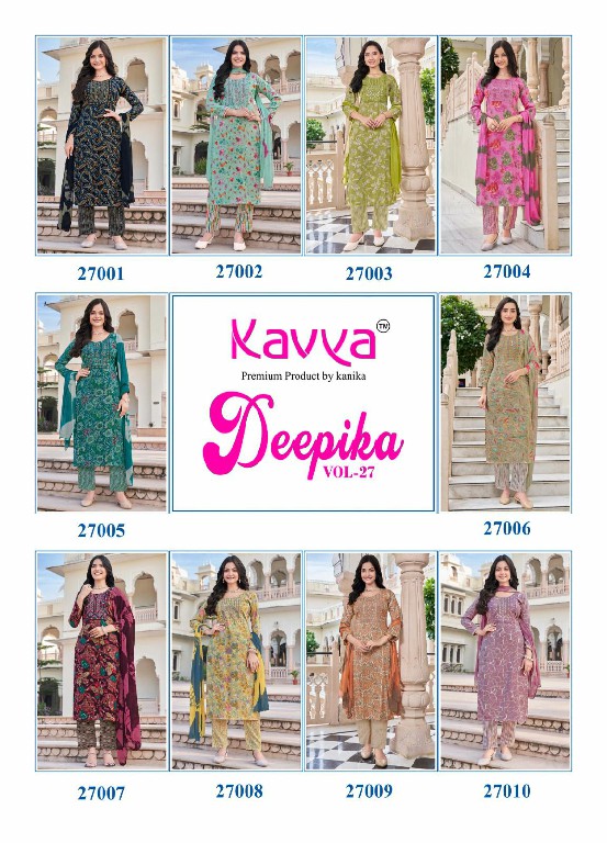 KAVYA DEEPIKA VOL 27 READYMADE BEAUTIFUL STRAIGHT KURTI PANT DUPATTA