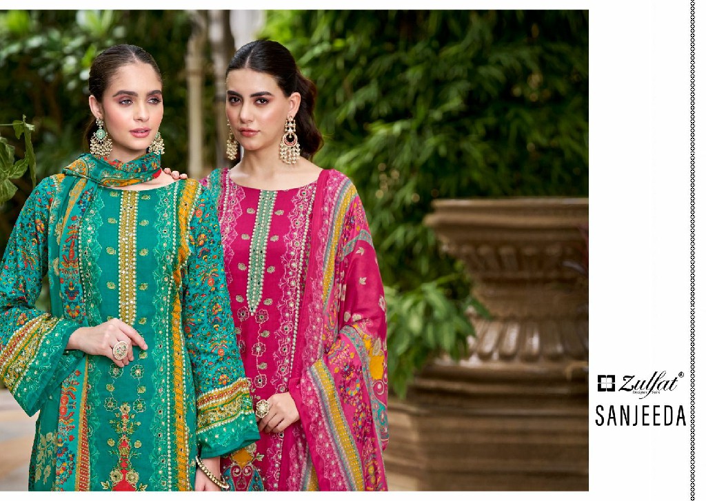 Zulfat Sanjeeda Wholesale Pure Jam Cotton With Embroidery Dress Material