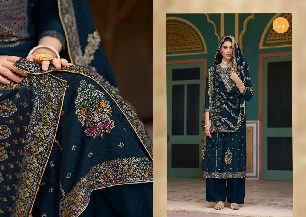 Belliza Shaina Wholesale Pure Viscose Pashmina Twill Jacquard Winter Suits